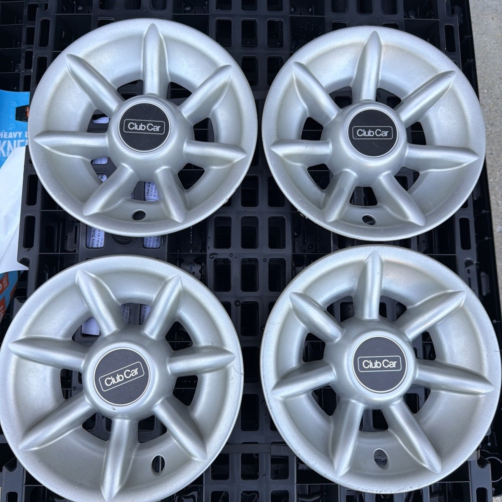 Club Car Golf Cart 8" Silver 7-Spoke Hubcaps Wheel Covers Set of 4 OEM 1036945